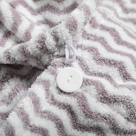 Coral Fleece Dry Hair Cap Absorbent Quick Drying Hair Towel With Button For Women Bathing Spa Hair Wrap
