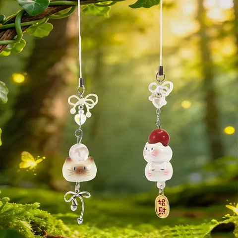 Mignon Chat en Résine Pendentif Porte Clés Boîte Mystère Kawaii Chatton Charme Sac Pour Filles Cadeau Anniversaire Fête Décoration Bureau