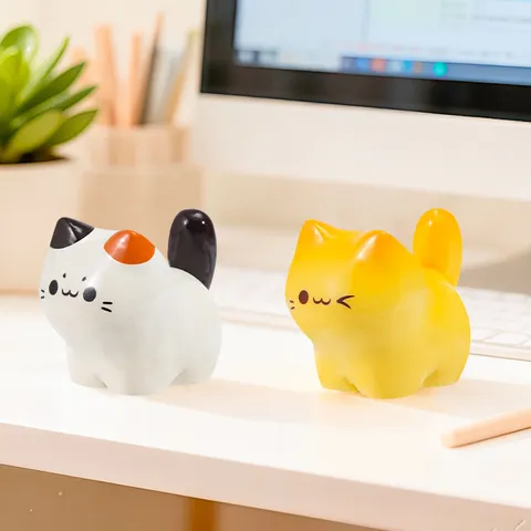 Cute Cartoon Cat Resin Figurine Blind Box Miniature Animal Statue Desktop Ornament Surprise Gift For Office Home Decor