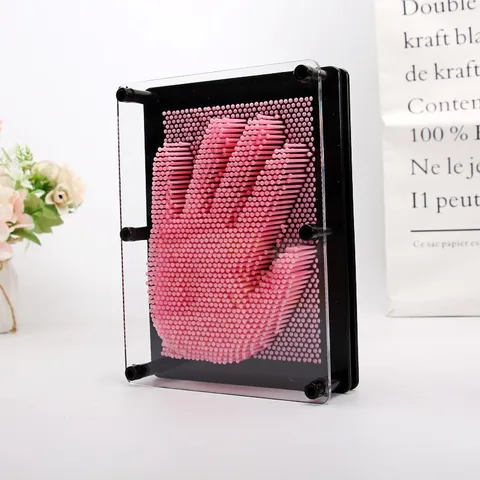 Escultura Pin Art 3D Juguete Clon Impresión Mano Cuadrado Tablero Impresión Aguja Plástico Adorno Escritorio Creativo Regalo