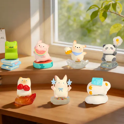 Cute Animal PAI Emotion Fixed Moment Rotating Blind Box Resin Figure Desktop Ornament Healing Style Cartoon Mini Statue