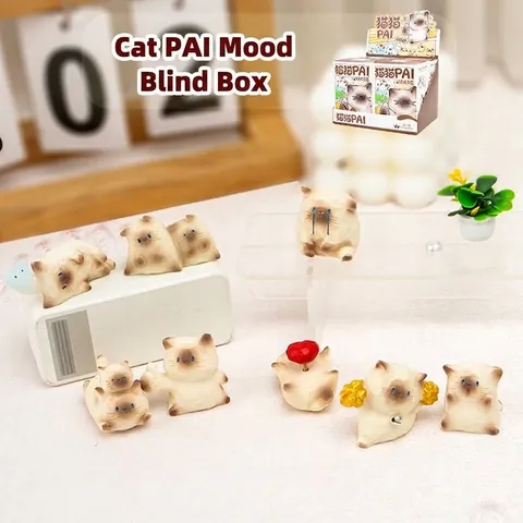 Chat Créatif Énergie Cristal Boîte Aveugle Figurine en Résine Ornement de Bureau Chat de la Chance Jouet Tendance Cadeau Déco