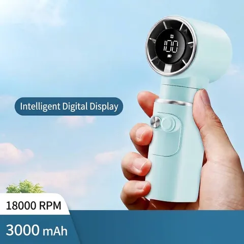 Ventilador de Mano de Alta Velocidad 100 Engranajes Carga USB Portátil Turbo Plegable Pantalla LED 3000mAh Pequeño Ventilador para Viajes al Aire Libre