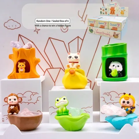 Série Sweet Dreams Boîte Mystère Artisanat en Résine Figurine Animal de Dessin Animé Ornement de Bureau Décoration Maison Bureau Cadeau Enfants