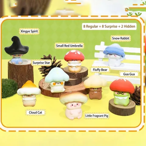 Cute Mushroom Elf Resin Figurine Mini Blind Box Trendy Play Desktop Ornaments Fairy Tale Forest Style Small Doll Decorations For Home Office Gift