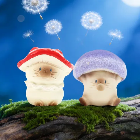 Boîte Aveugle Série Fantasy Mushroom Cat Jouet Tendance Figurine en Résine Chat Dessin Animé Champignon Ornement de Bureau Collection Cadeau