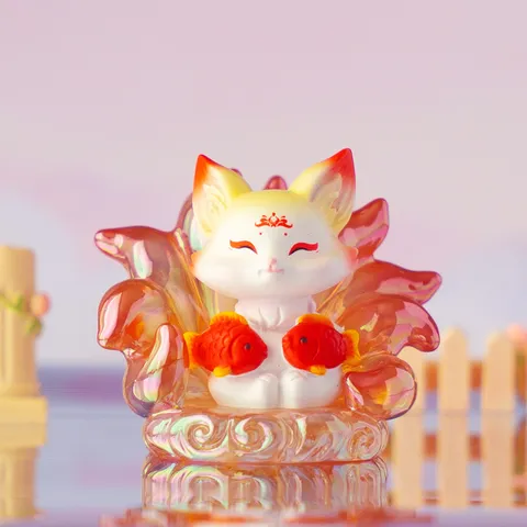 Nine-Tailed Fox Twelve Zodiac Series Blind Box Figure Dreamy Iridescent Resin Desktop Ornament For Home Decor Gift Collection For Adult