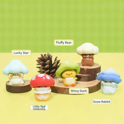 Cute Mushroom Elf Resin Figurine Mini Blind Box Trendy Play Desktop Ornaments Fairy Tale Forest Style Small Doll Decorations For Home Office Gift