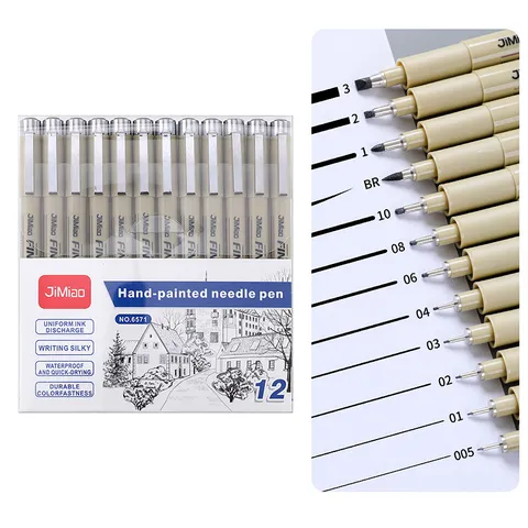 Professional Fineliner Pen Set Black Waterproof Micron Pens For Drawing Sketching Art Writing Office School Supplies