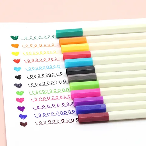 12 Colors Fineliner Pen Set 0.38mm Needle Tip Art Markers Water Based Ink Drawing Sketching Pens For Student Coloring Journaling