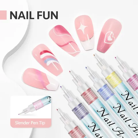 Assorted Colors Acrylic Nail Art Pens Fine Tip Waterproof DIY Drawing Painting Pens Nail Design Manicure Tools Marker Pens