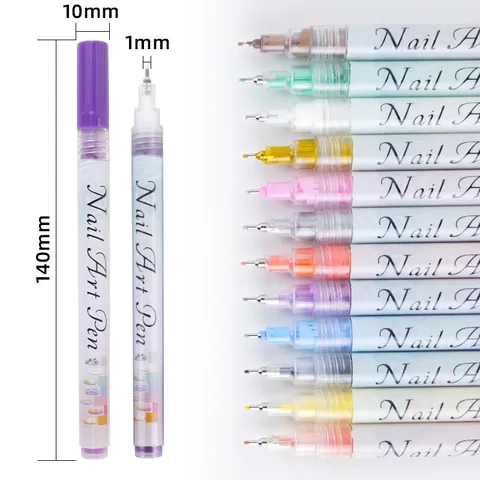 Assorted Colors Acrylic Nail Art Pens Fine Tip Waterproof DIY Drawing Painting Pens Nail Design Manicure Tools Marker Pens