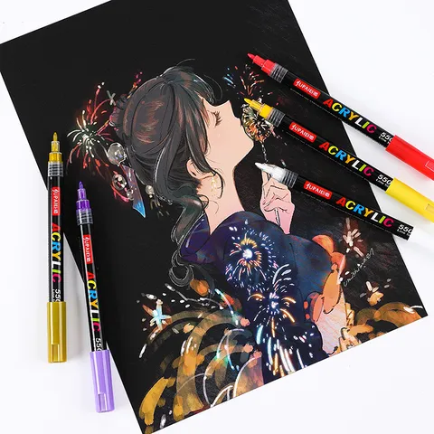 Acrylic Paint Markers Set Waterproof Quick Drying Art Markers For Rock Painting And Creative Graffiti Drawing Art Supplies
