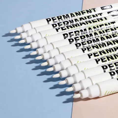 Witte Permanent Marker Pen Fijne Punt Waterdichte Verfmarker Voor Kunst Tekenen Schrijven School Kantoorbenodigdheden