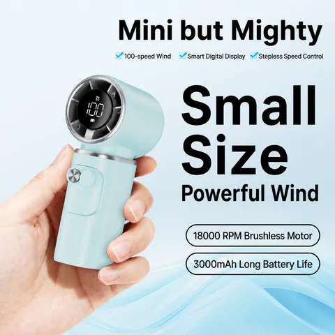 Portable Handheld Turbo Fan Mini USB Rechargeable Outdoor Pocket Fan With Digital Display And Adjustable Speed Settings