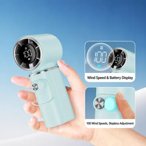 Portable Handheld Turbo Fan Mini USB Rechargeable Outdoor Pocket Fan With Digital Display And Adjustable Speed Settings