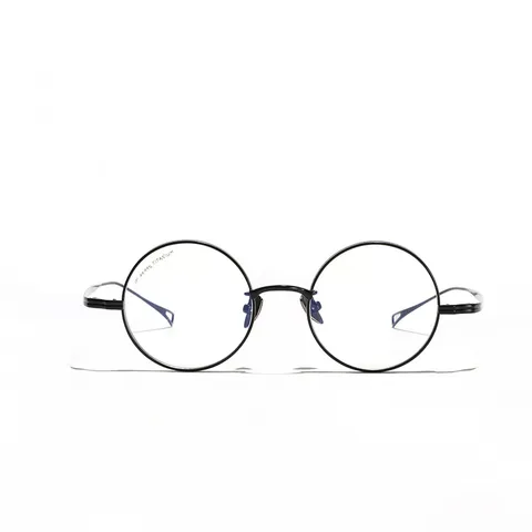 Monture de Lunettes Rondes en Titane Pur Rétro pour Hommes Femmes Monture Optique Légère Lunettes Anti Lumière Bleue Vintage