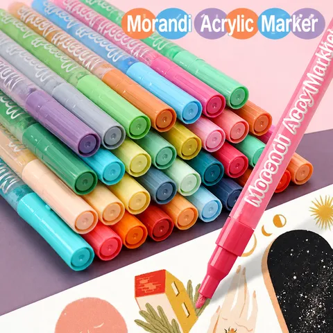 Stylo de Peinture Acrylique Morandi Marqueurs à Base d'Eau Séchage Rapide Imperméable Stylos de Peinture d'Art pour Bricolage et Dessin