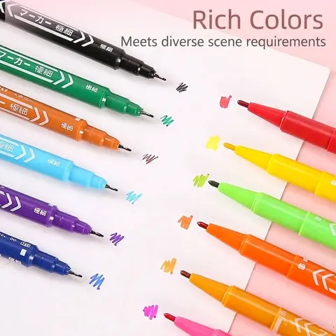 Assorted Double-Ended Permanent Markers Set Fine And Extra Fine Points Waterproof Oil-Based Markers For School Office Art Supplies Drawing