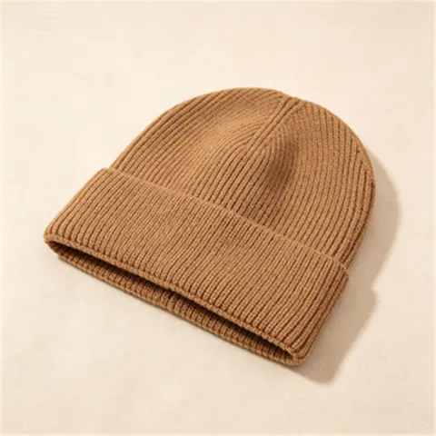 Winter Dicke Warme Strickmütze Acryl Einfarbig Rippenstrick Umschlag Winddicht Outdoor Beanie Für Herren Damen