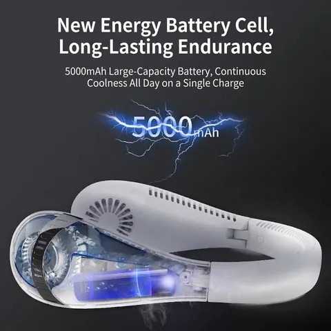 Ventilatore da Collo Portatile Senza Pale Pieghevole Ventilatore Personale Display Digitale Ricaricabile USB Silenzioso Per Sport All'aperto