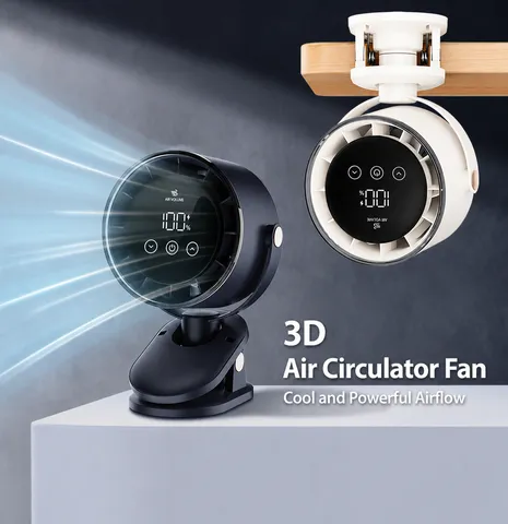 Multi-Functional Clip-On Desk Fan USB Rechargeable Mini Quiet Air Circulation Fan With Digital Display For Office Bedroom