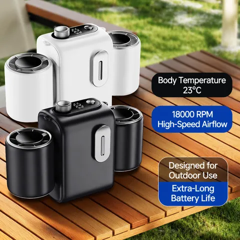Portable Waist Fan Dual Cylinder USB Personal Fan 100 Speeds Digital Display Outdoor Cooling Fan For Camping Travel