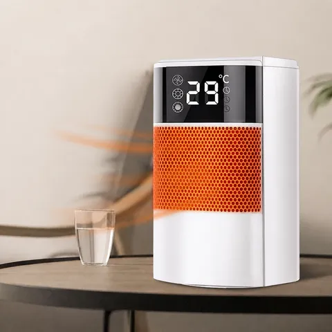 Mini Ceramic Space Heater Desktop Electric Fan Heater With Digital Touch Display And Overheat Protection For Office Home