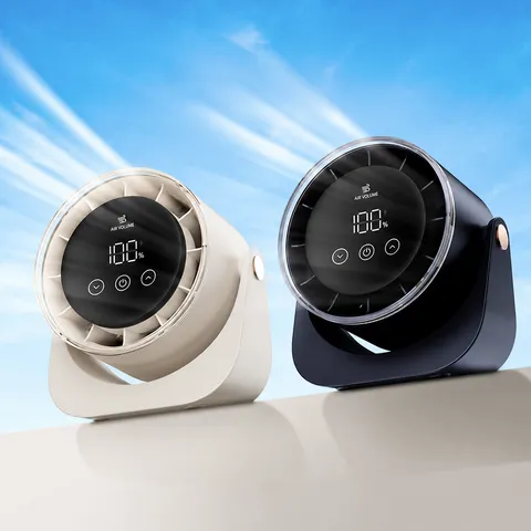 Mini Desktop Circulating Fan USB Rechargeable Quiet Office Desk Fan Digital Display Wall Mounted Cooling Fan