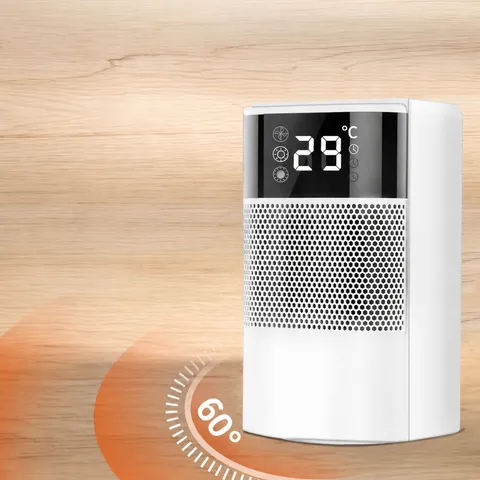 Mini Ceramic Space Heater Desktop Electric Fan Heater With Digital Touch Display And Overheat Protection For Office Home