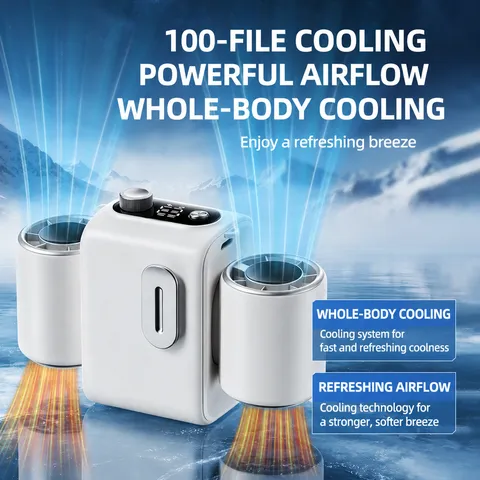 Portable Waist Fan Dual Cylinder USB Personal Fan 100 Speeds Digital Display Outdoor Cooling Fan For Camping Travel
