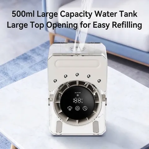 Portable Desktop Air Cooler Fan USB Rechargeable Three-in-One Mist Humidifier Cooling Fan With LED Display For Home Office