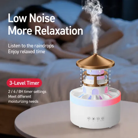 Creative Raindrop Aromatherapy Machine USB Essential Oil Diffuser Colorful Light Desktop Umbrella Shape Humidifier Home Office