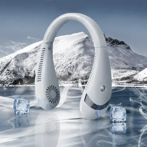Tragbarer Klingenloser Nackenventilator Wiederaufladbarer USB Persönlicher Tragbarer Faltbarer Digitalanzeige Ventilator Für Outdoor Reisen