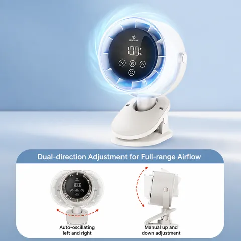 Mini Desk Clip Fan Portable USB Rechargeable Small Personal Desktop Fan With 100 Speeds Digital Display For Office Home