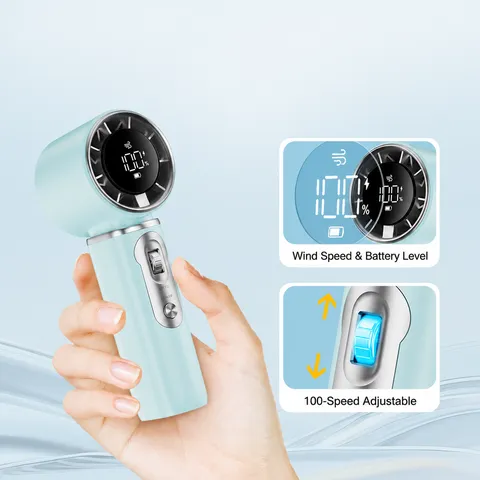 Handheld Mini Fan Speed Portable USB Rechargeable Desk Fan Digital Display Long Battery Life For Outdoor Office Travel