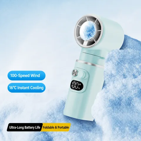 Handheld Mini Portable Fan Foldable USB Rechargeable Silent Desktop Cooling Fan With Digital Display 100 Speeds
