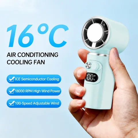 Portable Handheld Fan Mini Desktop USB Rechargeable Cooling Fan With 100 Speeds Digital Display Ice Compress Personal Fan