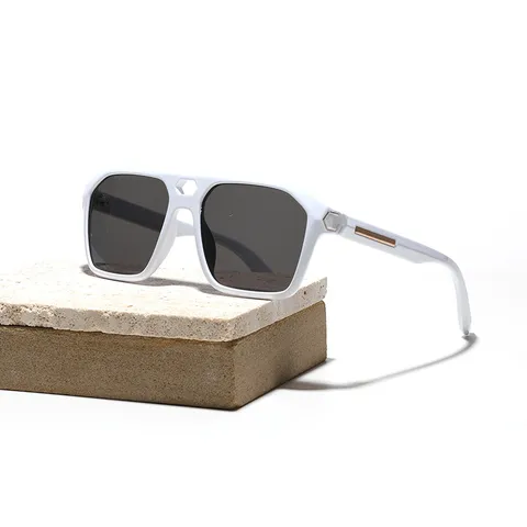 Retro Square Hollow Double Bridge Sunglasses For Men Women PC Frame AC Lens Fashion Vintage Punk Hip Hop Sun Glasses