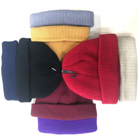 Unisex Kurze Strickmütze Retro Seemann Mütze Hip Hop Einfarbig Acryl Winter Warme Skullcap Für Damen Herren