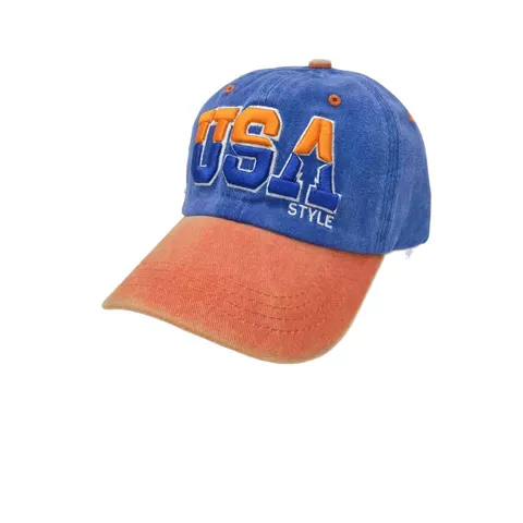 Vintage Colorblock Cotton Baseball Cap With USA Style 3D Embroidery Adjustable Sun Hat For Men Women Casual Outdoor Sports