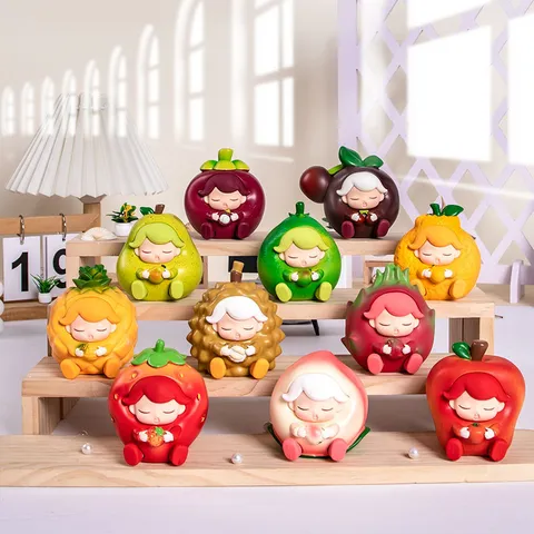 Caja Ciega Serie Jardín de Frutas Vitamina C Figura de Resina Animada Modelo de Animal Durmiendo Decoración de Escritorio Regalo