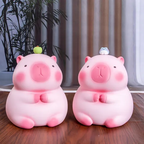 Hucha de Carpincho de Dibujos Animados Vinilo Forma de Animal Caja de Dinero Decorativa para Niños Regalo Decoración Hogar