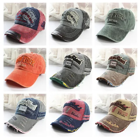 Retro Distressed Baumwolle Baseballkappe Für Herren Damen Vintage Gewaschen Bestickt Stierkopf Outdoor Sonnenhut Verstellbare Hip Hop Pet