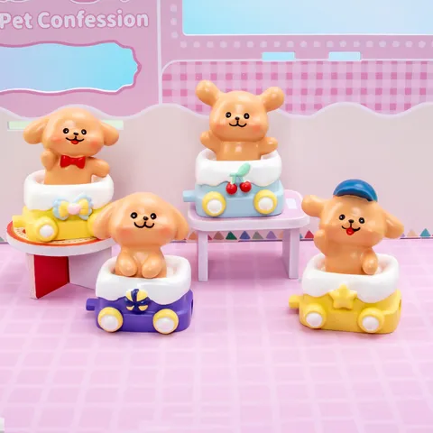 Cute Cartoon Dog Train Resin Blind Box Mystery Box Desktop Ornament Surprise Gift For Kids Friends Kawaii Animal Figurines Home Office Decoration