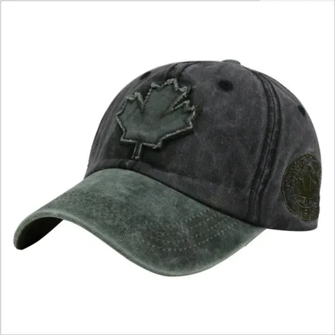 Vintage Washed Cotton Baseball Cap For Men Women Distressed Embroidered Maple Leaf Patch Outdoor Casual Sun Hat Accessory