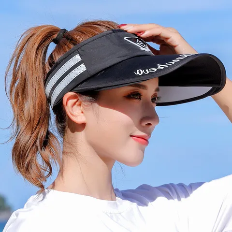 Damen Sommer Sonnenschutz Hut Einziehbare Breite Krempe UV-Schutz Hohle Oberseite Visier Für Outdoor Radfahren Sport Mode Sonnenhut