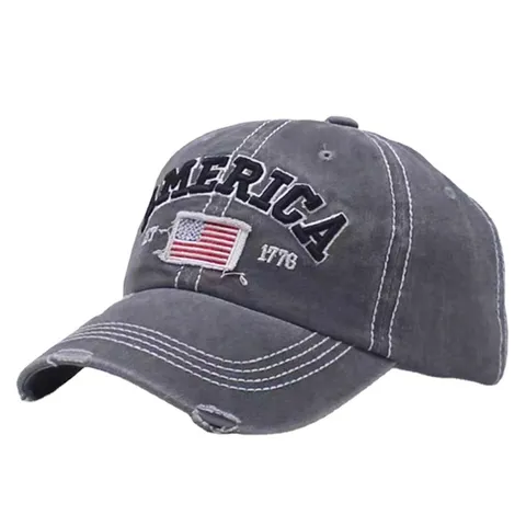 Vintage Washed Baumwolle Baseballkappe USA Flagge Amerika Stickerei Distressed Verstellbar Snapback Hut Für Damen Herren Lässig Outdoor Kappe