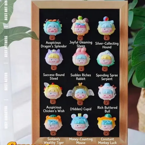 Set Scatola a Sorpresa Mini Figure in Resina Dodici Segni Zodiacali Estate Dolce Simpatiche Statue di Animali Decorazione