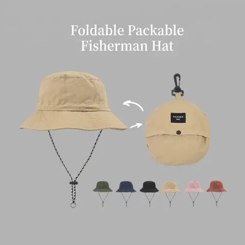 Unisex Waterproof Packable Bucket Hat Quick Dry Sun Protection Fishing Hat With Adjustable Wind Rope For Outdoor Hiking Camping